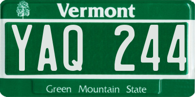 VT license plate YAQ244
