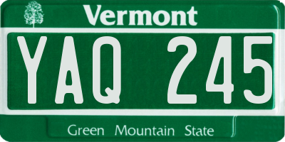 VT license plate YAQ245