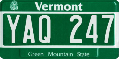 VT license plate YAQ247