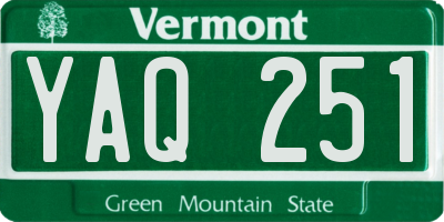 VT license plate YAQ251