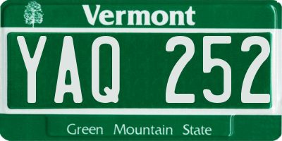 VT license plate YAQ252