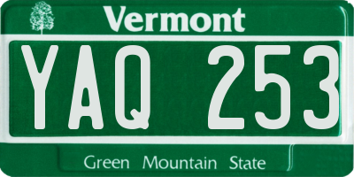 VT license plate YAQ253