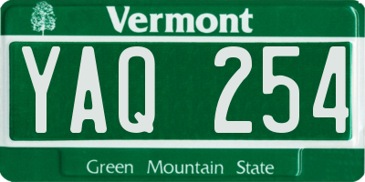 VT license plate YAQ254