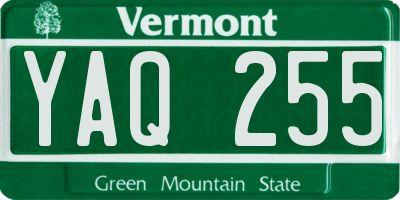 VT license plate YAQ255