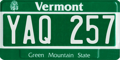VT license plate YAQ257