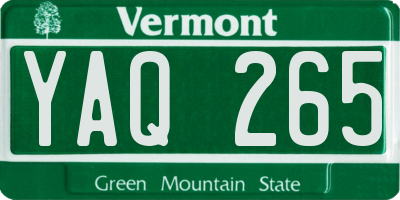 VT license plate YAQ265
