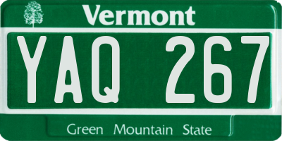 VT license plate YAQ267