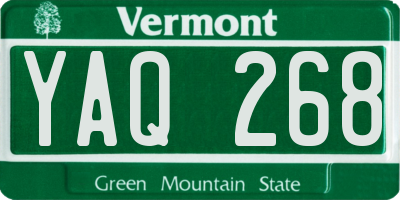 VT license plate YAQ268