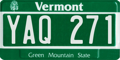 VT license plate YAQ271