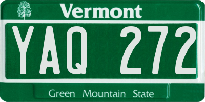 VT license plate YAQ272