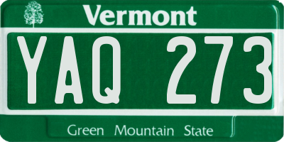 VT license plate YAQ273