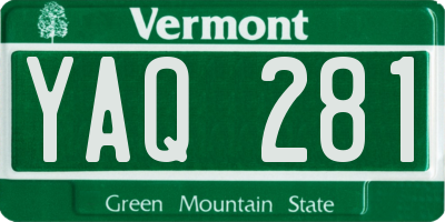 VT license plate YAQ281