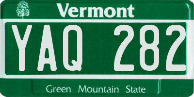 VT license plate YAQ282