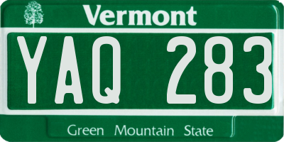 VT license plate YAQ283