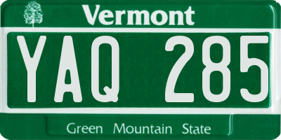 VT license plate YAQ285