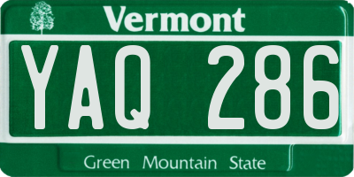 VT license plate YAQ286