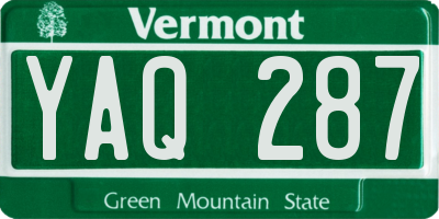 VT license plate YAQ287