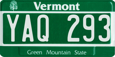 VT license plate YAQ293
