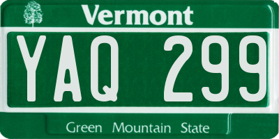VT license plate YAQ299