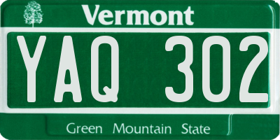 VT license plate YAQ302