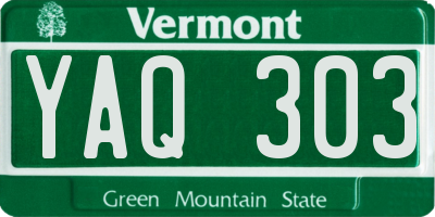 VT license plate YAQ303