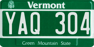 VT license plate YAQ304