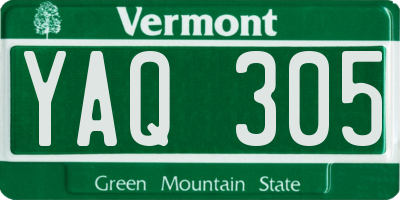 VT license plate YAQ305