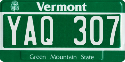 VT license plate YAQ307