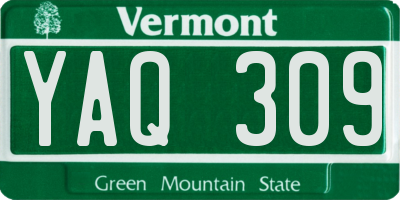 VT license plate YAQ309