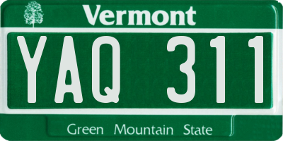 VT license plate YAQ311