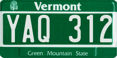 VT license plate YAQ312