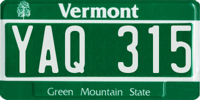 VT license plate YAQ315