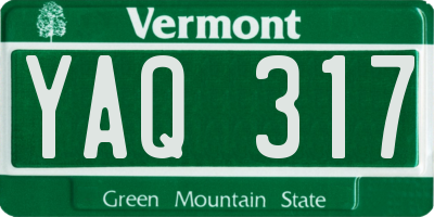 VT license plate YAQ317
