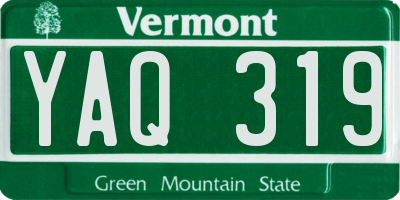 VT license plate YAQ319