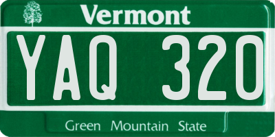VT license plate YAQ320