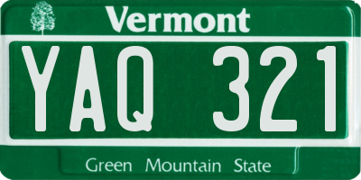 VT license plate YAQ321