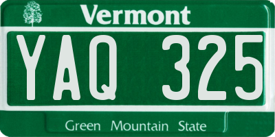 VT license plate YAQ325