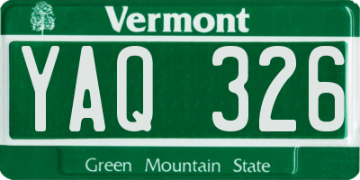 VT license plate YAQ326