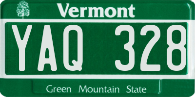 VT license plate YAQ328
