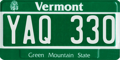 VT license plate YAQ330