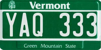 VT license plate YAQ333