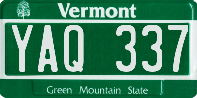 VT license plate YAQ337