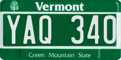 VT license plate YAQ340