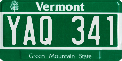 VT license plate YAQ341