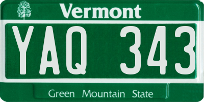 VT license plate YAQ343