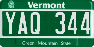 VT license plate YAQ344