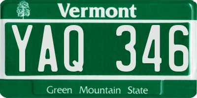 VT license plate YAQ346