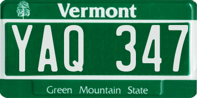VT license plate YAQ347