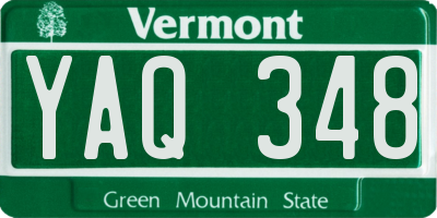 VT license plate YAQ348