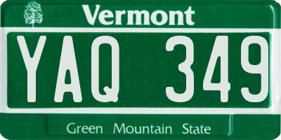 VT license plate YAQ349